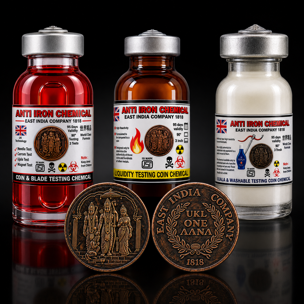 Complete Testing Kit – 3 Chemicals + 1 Testing Coin 🧪🪙